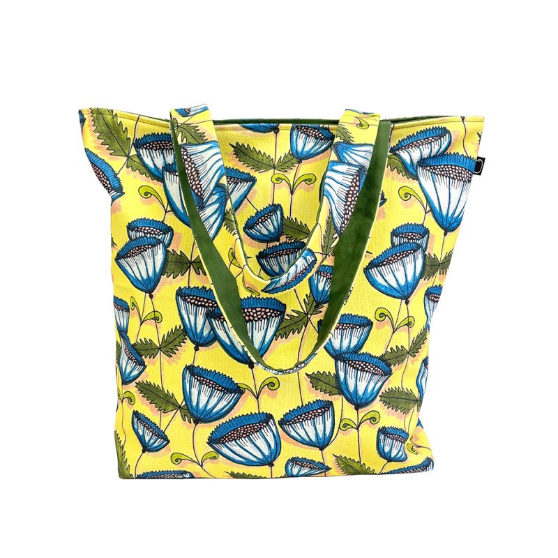 canvas tas blauwe bloemen