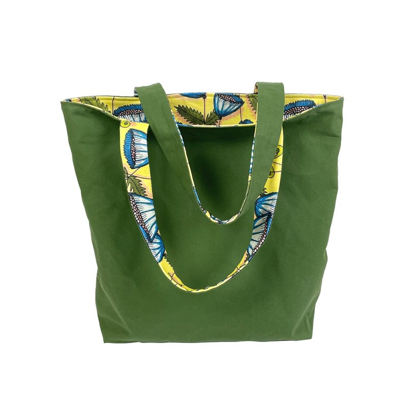 canvas tas blauwe bloemen