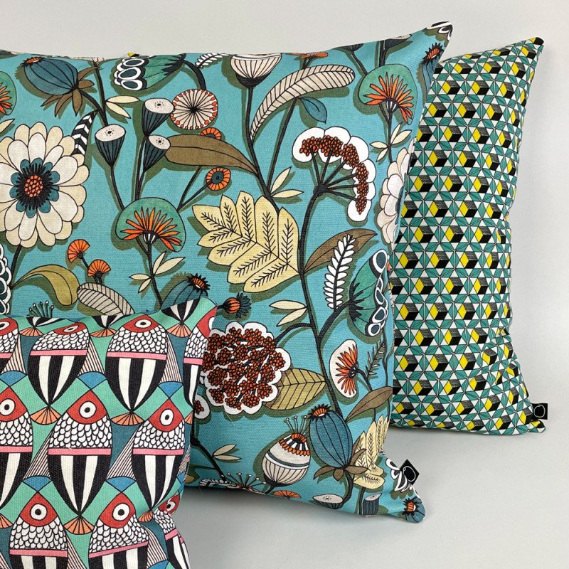 kussen bloemenmix verdigris