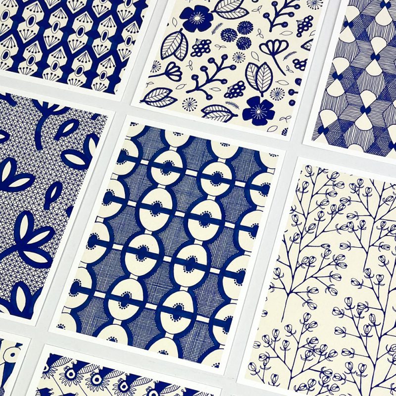 postkaarten set blue