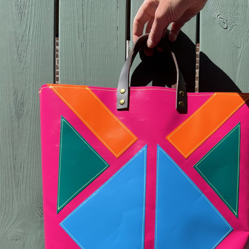 shopper geometrisch roze